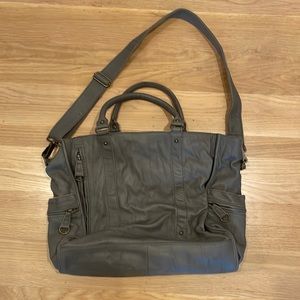 Grey leather satchel / tote - crossbody or top handle